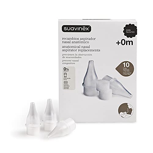 Suavinex 400287 - Pack 10 recambios Aspirador nasal anatómico. para bebés +0 meses. 10 puntas blanditas + 10 Esponjitas desechables. 0%...