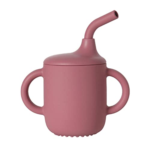 Taza de agua para bebé con doble oreja, cómoda de sostener accesorios para niños, color rojo vino