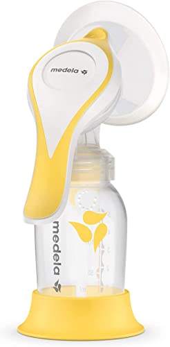 Bomba de leche manual Medela Harmony, de una sola mano con escudos flexibles para mayor comodidad y expresar más leche