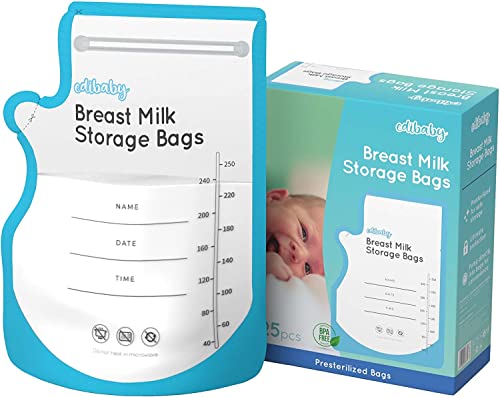 Edibaby, Bolsas Leche Materna, Pack 100 Unidades, Bolsa Lactancia Materna, sin BPA, 250 ml, Esterilizadas, para Congelar, Conservar,...