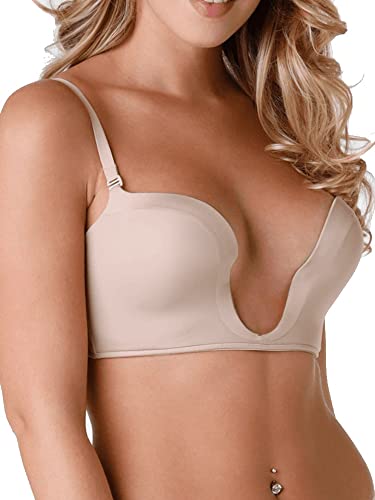 Wonderbra Ultimate Plunge, Sujetador con Escote Para Mujer, Beige (Skin), 95D (Talla fabricante: 95D)
