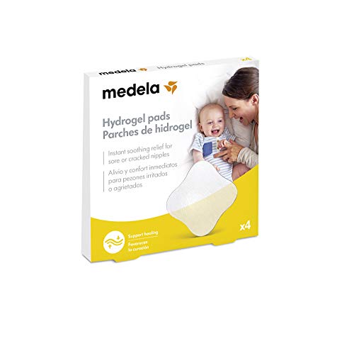 Medela Parches de hidrogel - Alivio y enfriamiento instantáneo para pezones doloridos, reutilizables, paquete de 4 almohadillas estériles...