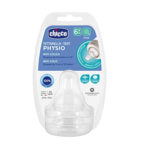 Chicco - Tetina Physio Flujo Papilla 2 Uds. +M+, Unisex