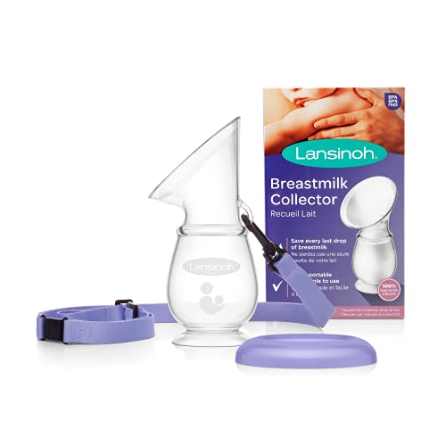 Lansinoh Breastmilk Collector Breastpump for Excess Breast Milk from Breastfeeding Mums BPA BPS Free 100% Silicone with Lid & Neck Strap,...