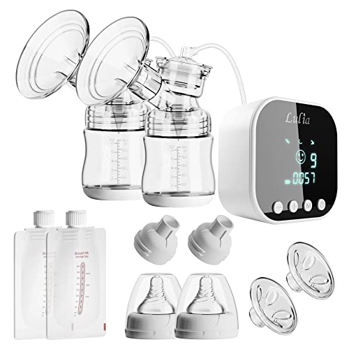 Doble sacaleches eléctrico, aspirador de leche materna, con bolsa de almacenamiento de leche y adaptador, botón mecánico, fuerte...