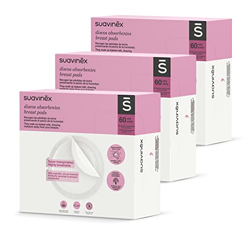 Suavinex, Discos Absorbentes de Lactancia 180 uds. (3 Cajas x 60 uds). Discos Absorbentes Desechables. Súper Transpirables y Absorbentes....