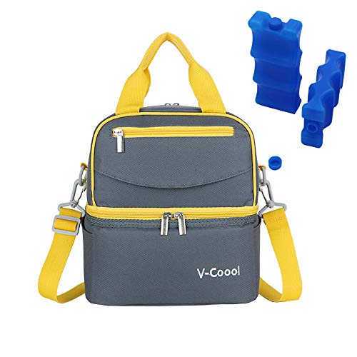 Rufun Bolso Isotérmica para Biberón Leche Materna Almuerzo, 2 Bolsas de Hielo incluidas (Gris)