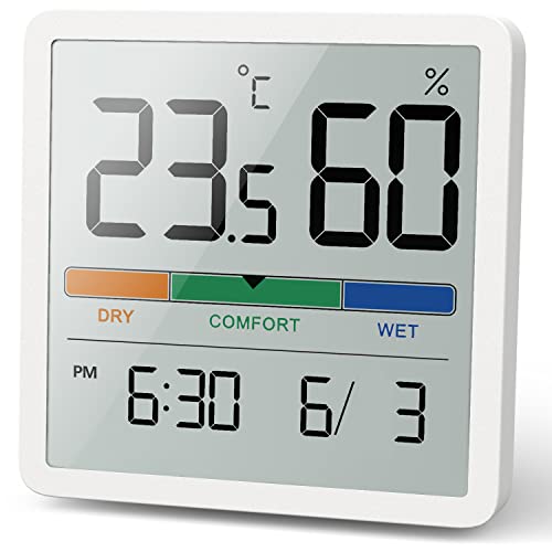 NOKLEAD Termómetro interior del higrómetro, termómetro digital de escritorio con monitor de temperatura y humedad, termómetro de...