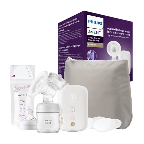 Philips Avent Extractor de leche eléctrico: extractor de leche con 5 bolsas de almacenamiento de leche materna y funda de viaje (modelo...
