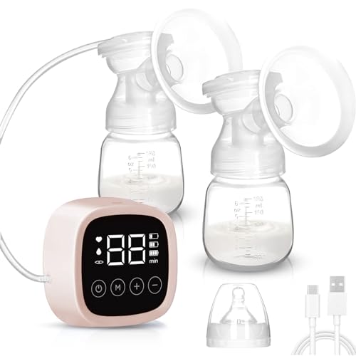 Bizcasa Extractor de leche doble eléctrico, 3 modos, extractor de leche de 27 frecuencias, pantalla LED táctil, adecuado para viajes y uso...