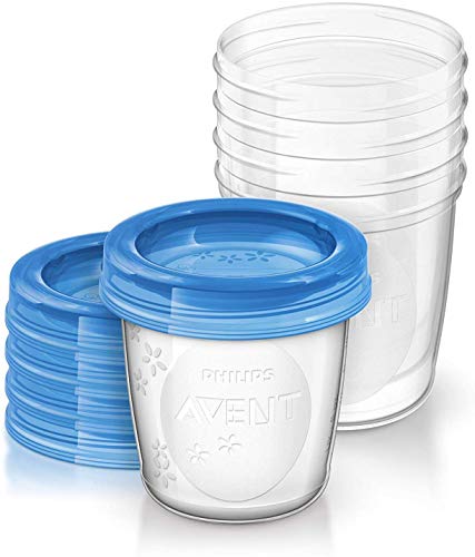 Philips Avent - Set de recipientes para leche materna (5 recipientes 180 ml + 5 tapas)