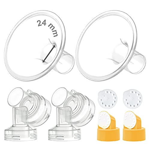 Maymom Brand - Protector de pecho de 2 piezas, 25 mm, 2 conectores de base con válvula y membrana para bombas de mama de Medela...