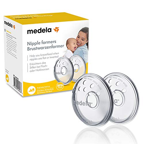 Medela Nipple Formers - Shape inverted or flat nipples to prepare for breastfeeding, BPA free, one size fits all, pack of 2
