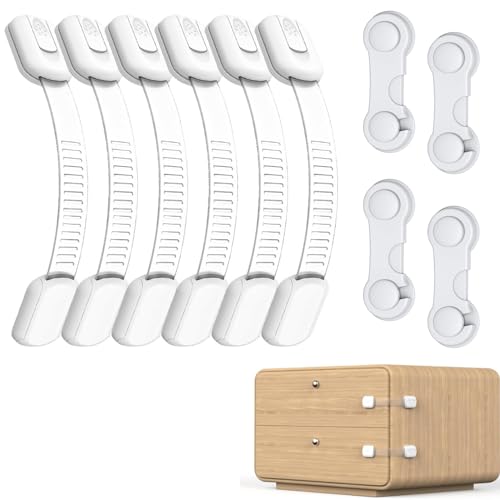 SLshiBo 10 Piezas Cierre Seguridad Cajones Bebe, 2 Modelos Seguridad Puertas Niños, Protector Cajones Bebe con Ajustable para Armarios, Wc,...