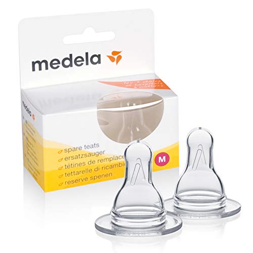 Medela tetinas para biberones de flujo medio - Paquete de 2 tetinas de repuesto sin BPA para usar con biberones Medela