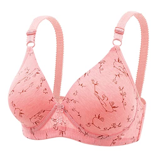 SUPTTING Sujetador Mujer Sin Aros Sujetador Transpirable De Algodón Suave Con Estampado Para Mujeres De Mediana Edad Y Ancianas Sin Aro De...