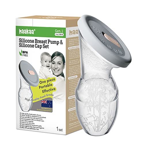 haakaa 100 ML Extractor de Leche Manual con Tapa de Silicona, Silicona Sacaleches Manual, Colector de Leche Materna, Saludable e Inofensivo