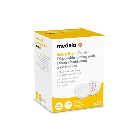 Medela Discos absorbentes desechables Safe & Dry Ultra thin - Discos de lactancia extremadamente finos y muy absorbentes, paquete de 30...