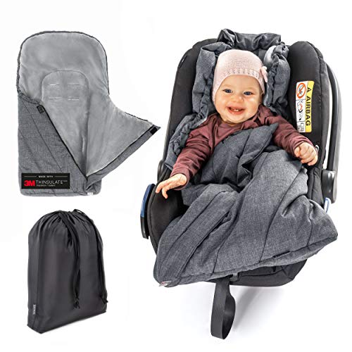 Zamboo Saco Grupo 0 Universal DELUXE - Saco Capazo Bebe Invierno con forro polar térmico - Saco Cuco bebe con capucha tipo momia y bolsa...