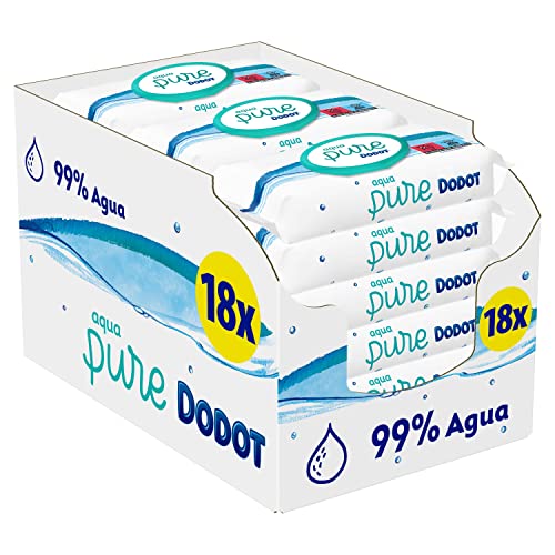 Dodot Toallitas Aqua Pure para Bebé, 99% Agua, 864 Toallitas, 18 Paquetes (18x48)