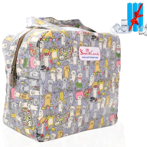 KLAPIA Bolsa Térmica Porta Alimentos Infantil/Nevera Pequeña Portátil Playa/Almuerzo Comida Trabajo/Lunch Bag/Lonchera/Mantiene Frio y...