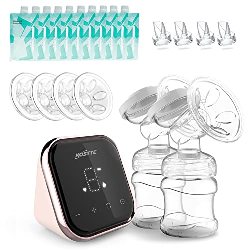 KOSTTE Sacaleches Eléctrico, Extractor De Leche Doble PortáTil Recargable, Silencioso Portátil Sacaleches con Pantalla LED, 10 Bolsas de...