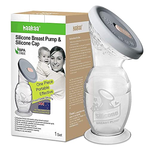 Haakaa Gen2 Sacaleches Manual 150ML Juego con Tapa - Silencioso Extractor de Leche con Base de Succión - Fácil de Limpiar - Colección de...