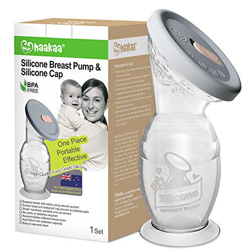 Haakaa - Extractor de leche manual con tapa de silicona Talla:4oz/100ml with suction base