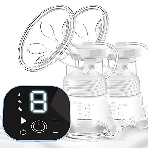 SaponinTree Sacaleches Eléctrico, Dobles PortáTil Recargable Con Extractor De Leche, Recargable Bomba de Leche con Pantalla táctil LCD...